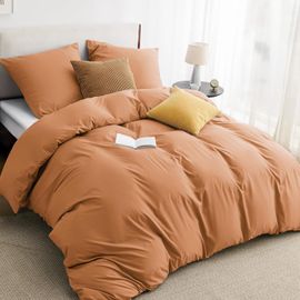 3-Piece Bed Linen 200 X 200 Cm Burnt Orange 1 X Duvet Cover 200 X 200 Cm And 2 X Pillow Cases 80 X 80 Cm Oeko-Tex Certified Polyester Microfibre With Zip