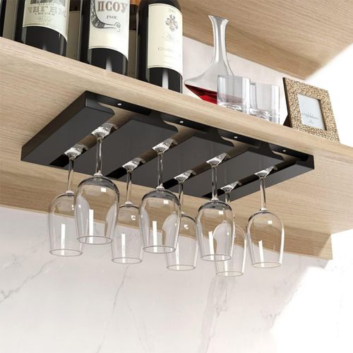 Maas-Support À Verres À Vin Suspendu Sous Le Meuble Cintre De Rangement Pour Verres À Pied Avec 4 Rangées D'étagères En Métal Pour Étagère D'armoires De Restaurant De Cuisine - Convient De 1,1 À 3,4