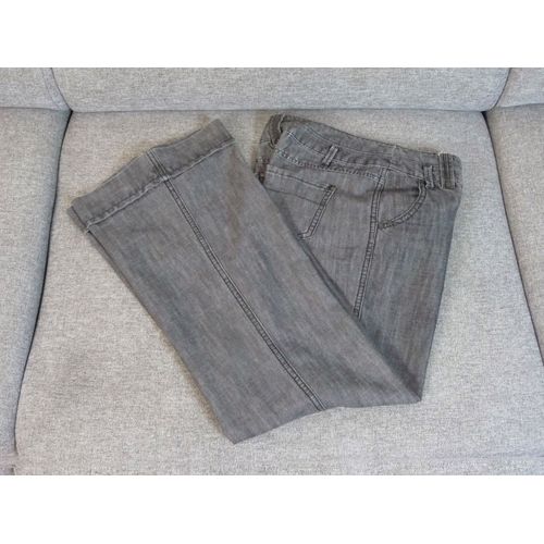 Pantalon/ Jean Droit Gris Anthracite Avec Son Revers- Taille 36- Camaieu