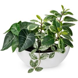 TIANYI-Plantes artificielles mixtes de 30 cm, Pot blanc bateau, 1 unité, Plante artificielle d'intérieur, Décoration pour chambre, salle de bain, cuisine, étagère, bureau