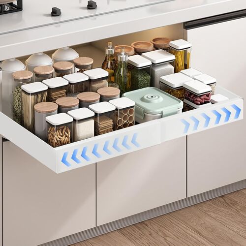 Sjzg-Tiroir Coulissant Cuisine | Tiroir Coulissant Adhesif | Tiroir Coulissant Extensible Cuisine (32-52 Cm) | Tiroir Coulissant Cuisine Adhesif | Pas Besoin De Percer Ni De Clouer