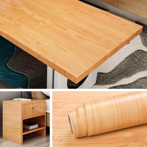 Tianyi-40cmx10m Papier Adhesif Pour Meuble Bois Chene Clair Papier Peint Adhesif Stickers Cuisine Amovible Imperméable Revêtement Vinyle Rouleau Pour Meuble Tv Porte Bureau Table Etagere Rangement
