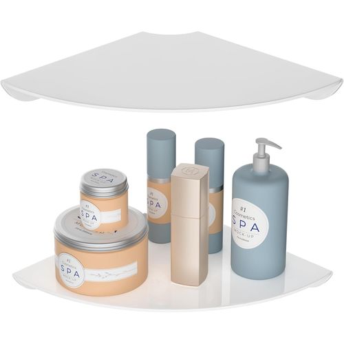 TIANYI-Lot de 2 étagères d'angle flottantes en acrylique - 24 x 24 cm - Blanches - Pour décoration d'intérieur, haut-parleurs, caméras de sécurité, toilettes, plantes, figurines, cosmétiques, livres
