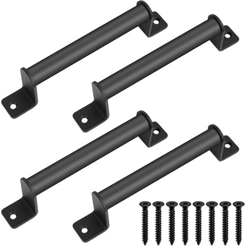 Tianyi-Lot De 4 Poignées De Porte Noires Pour Portails En Bois, Poignées De Porte Coulissantes Noires Pour Abris De Jardin, Portes D'armoire, Avec Vis