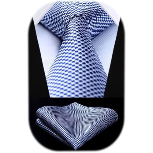 Kalanka-Cravate Homme Plaid Mariage Élégant Cravates Et Pochette Classique Ensemble De Cravate Mouchoir À Motif Pied-De-Poule D'affaires