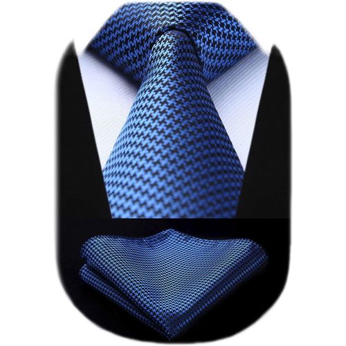 Kalanka-Cravate Homme Plaid Mariage Élégant Cravates Et Pochette Classique Ensemble De Cravate Mouchoir À Motif Pied-De-Poule D'affaires