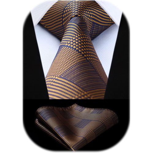 Kalanka-Cravate Homme Plaid Mariage Élégant Cravates Et Pochette Classique Ensemble De Cravate Mouchoir À Motif Pied-De-Poule D'affaires