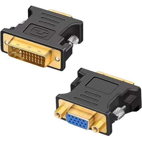 KALANKA-2 Pièces Adaptateur DVI a VGA, Convertisseur DVI vers VGA, DVI-I 24+5 Mâle vers VGA, Full HD 1080P, Convertisseur DVI à VGA pour PC, Cartes Graphiques, Moniteurs Anciens Projecteurs Écrans TV