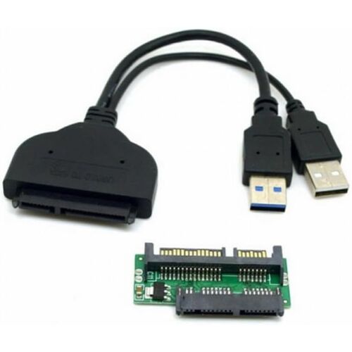 Adaptateur USB 3.0 vers SATA vers micro SATA pour disque dur 1,8"" et 2,5"" avec câble d'alimentation USB externe
