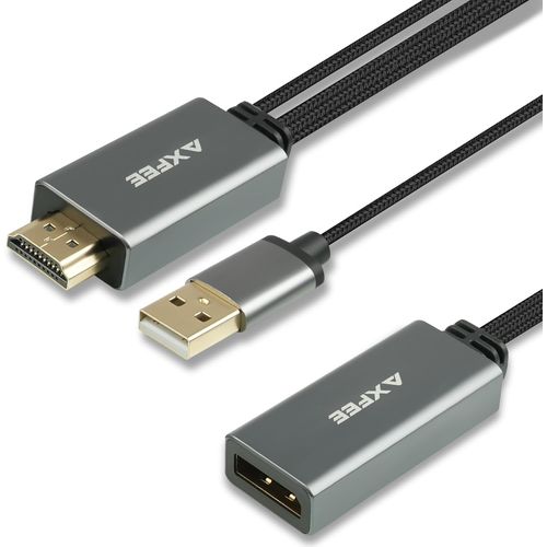 CFRY-Adaptateur HDMI vers DisplayPort, 26CM 4K@60Hz HDMI 2.0 mâle vers DisplayPort 1.2 Femelle Connecteur avec USB Adaptateur Compatible pour PC Graphics Card Laptop PS5 Xbox One(360)