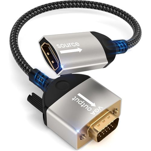 Adaptateur Hdmi Vers Vga,Hdmi Femelle Vers Vga Mâle,Adaptateur Hdmi Unidirectionnel 1080P En Nylon Tressé Pour Ordinateur Portable,Pc,Clé Tv,Hdtv,Lecteur Dvd,Moniteur,Projecteur