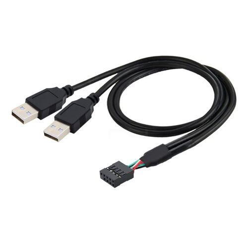 KAL-Câble d'extension USB 2.0 pour panneau avant 9/10 broches, 1 mâle vers 2 USB 2.0 mâle, répartiteur de données et d'alimentation 0,5 m