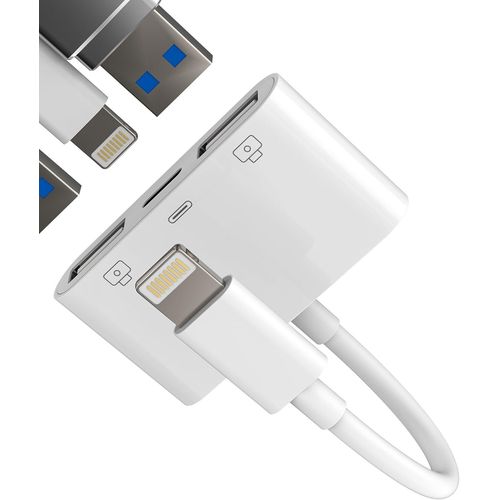 NFGR-Adaptateur Lightning Vers Usb Pour Iphone14 13 Pro Max Charge Jack Câble Certifié Pour Apple Mfi Otg 3.0 Port Usb-A Clavier Clé Lecteur Carte Appareil Photo Pour Ipad Pro Prise Fichiers Caméra