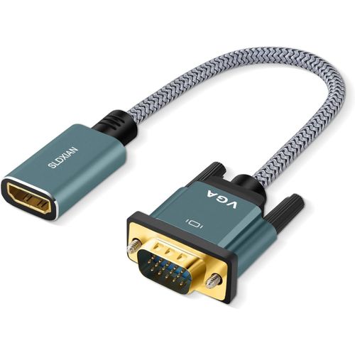 Adaptateur Hdmi Vers Vga,Convertisseur Hdmi Femelle À Vga Mâle 1080P Pour Pc,Tv Box,Moniteur,Projecteur,Xbox (15Cm)