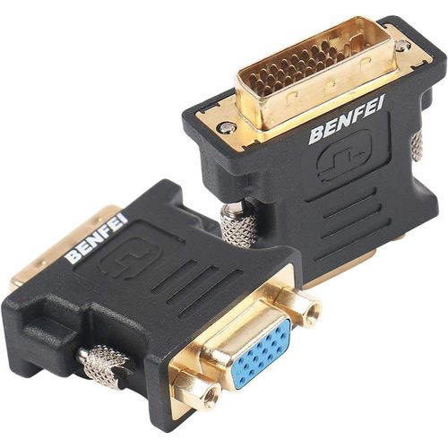 KALANKA-Lot de 2 adaptateurs DVI-I 24+5 mâle vers VGA Femelle avec Cordon plaqué Or