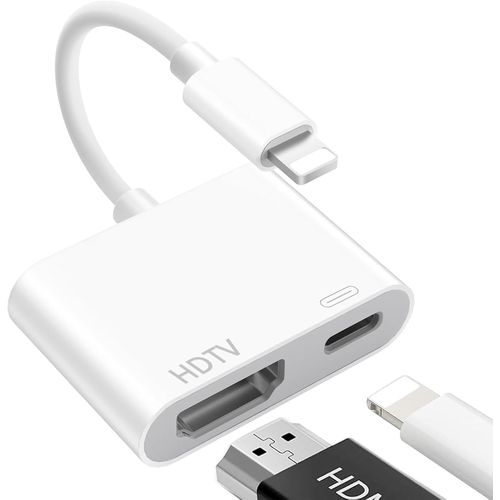 KALANKA-Adaptateur Lightning HDMI,¿MFI zertifiziert¿ Adaptateur iPhone HDMI pour iPhone 14/13/12/11/XS/XR/8/7/iPad, Plug and Play