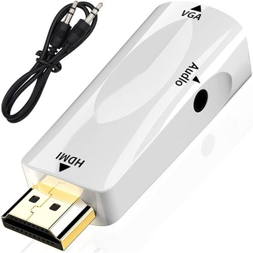 KALANKA-Adaptateur HDMI vers VGA, HDMI vers VGA avec Audio, 1080P 60HZ, mâle vers Femelle, convertisseur d'ancien PC vers TV/Moniteur avec HDMI, convertisseur avec Audio pour Moniteur