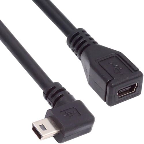 KAL-Câble d'extension Mini USB 5 broches mâle vers femelle coudé à 90 degrés pour caméra GPS 30 cm