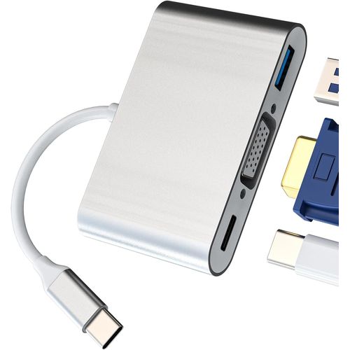 KALANKA-Adaptateur USB C vers VGA USB OTG 3.0 Type C Charge pour MacBook PC pour IPad Clavier Thunderbolt Multiport Dock Connecteur pour IPhone 16 15 TV AV DisplayPort Projecteur Compatible avec Sams