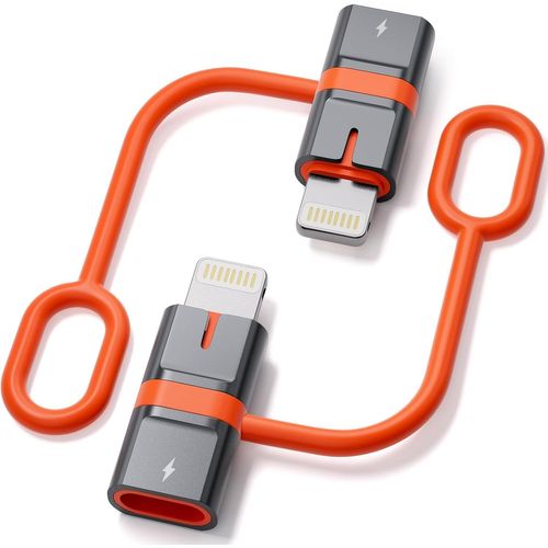 KALANKA-[Certifié MFi Adaptateur USB C vers Lightnieng (2Pack) - Adaptateur Lightening vers USB C avec câble Anti-Perte pour Phone 14/13/12/11/XS/XR/SE