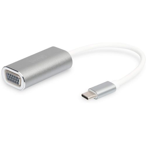 KALANKA-Adaptateur Graphique USB-C - USB-C vers VGA - FullHD 1080p/75Hz - Longueur de câble 20cm - pour Tous Les systèmes d'exploitation - Plug & Play - Argenté