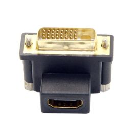 KALANKA-Adaptateur DVI mâle vers HDMI femelle coudé à 90 degrés vers le haut 4K 1080p pour ordinateur HDTV carte graphique