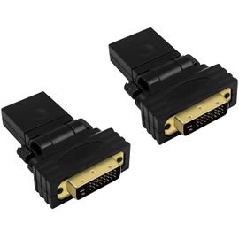 KALANKA-adaptateurs HDMI vers DVI, 24 + 1, Adaptateur DVI vers HDMI, Rotation à 360 degrés, adaptateurs DVI mâle vers HDMI Femelle, adaptateurs convertisseur avec connecteurs plaqués Or Lot de 2