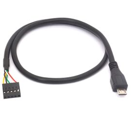 KALANKA-Dupont Câble d'extension pour carte mère 5 broches femelle vers câble micro USB mâle, 5 broches micro USB mâle vers carte mère 5 broches adaptateur femelle 50 cm (micro mâle)