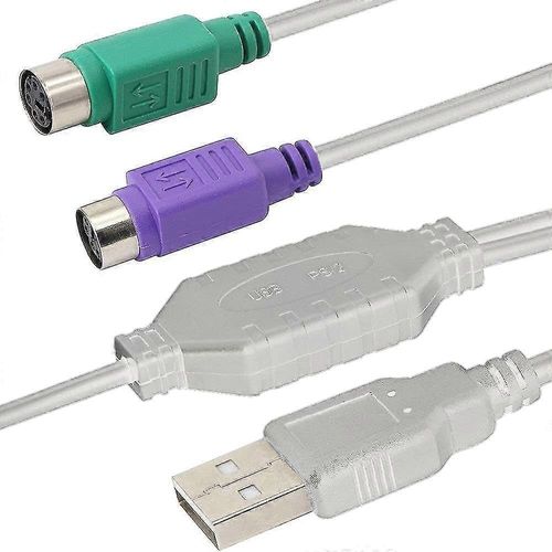 KALANKA-Câble convertisseur PS2 vers USB, adaptateur USB vers câble clavier et souris, commutateur KVM, convertisseur pour clavier et souris, compatible avec Windows et Linux, 15 cm, gris