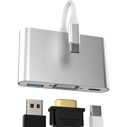 KALANKA-Adaptateur USB C USB Hub Câble VGA pour Apple iPad iPhone15 MacBook Air DisplayPort 3.0 DVI Multiport Adapter Compatible pour Samsung Type Accessoires Convertisseur AV Projecteur Répartiteur