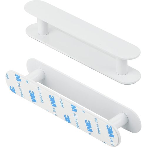 Tianyi-Milti Lot De 2 Poignées De Porte Autocollantes En Acier Inoxydable 304 Brossé - Blanc - Poignée D'armoire Design Sans Perçage Pour Portes Et Tiroirs - Adhésif 3m De Qualité Supérieure