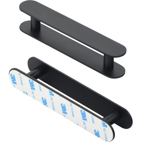 Tianyi-Milti Lot De 2 Poignées De Porte Autocollantes En Acier Inoxydable 304 Brossé - Noir - Poignée D'armoire Design Sans Perçage Pour Portes Et Tiroirs - Adhésif 3m De Qualité Supérieure