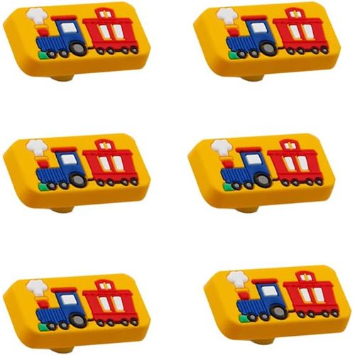 Tianyi-Lot De 6 Boutons En Caoutchouc Souple Pour Enfants, Filles, Garçons, Tiroirs, Pour Chambre D'enfant, Armoires (Train)
