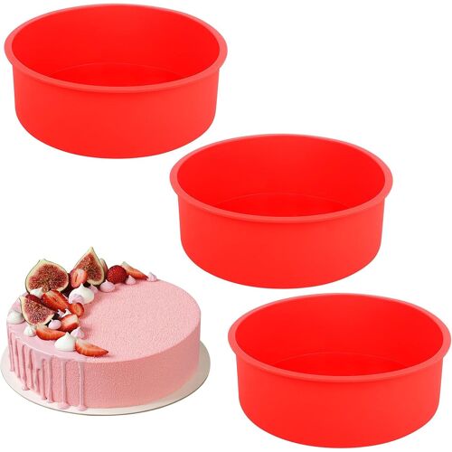 Ershi-3pcs Moule Gateau Silicone Rond 16.5cm, Moule Layer Cake Moule Silicone Patisserie Rond Antiadhésif Moule Silicone Patisseri[4764]