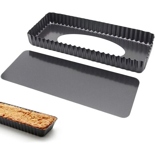 Jexnovashop-Moule À Tarte Rectangulaire Quiche Pan Rectangulaire Moule À Tarte En Acier Au Carbone Avec Base Amovible Revêtement Antiadhésif Moule À Fruits Et Gâteau Pour Gâteaux Quiche Muffins Biscu