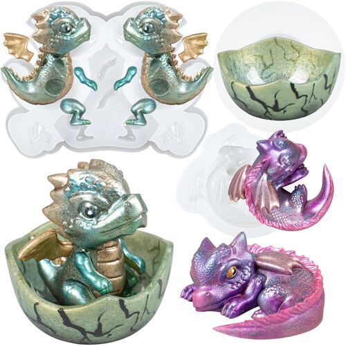 Jexnovashop-Moules En Silicone En Forme De Bébé Dragon Endormi Et Éclosion Dans Un ?uf Pour Décoration De La Maison