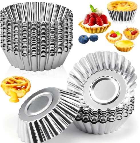 Jexnovashop-36 Pièces Moule À Tarte Aux ?ufs, Moules À Tartelettes En Acier Au Carbone, Réutilisables, Tarte Oeuf Pan Antiadhésif Acier Inoxydable Pour La Cuisson Diy, Outils De Cuisson De Cuisine