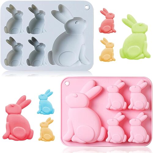 Kalanka-2 Pièces Moules En Silicone Pâques, Moule Lapin Silicone Pâques, Moules À Gâteau De Pâques, Moules À Bonbons Réutilisables, Moules À Savon En Silicone, Moules À ?ufs De Pâques Pour Cuisine-Kalanka