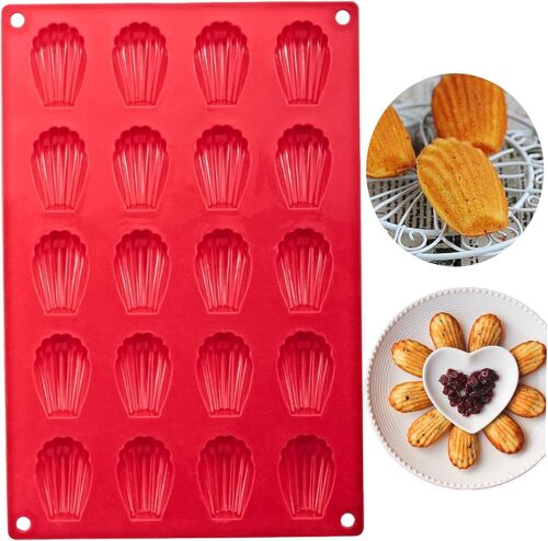 Kalanka-Moule En Silicone, Silicone Moule À Gâteau, Mini Moules À Madeleine Avec Revêtement Antiadhésif, Pour Gâteaux, Chocolats, Bonbons Et Biscuits (Rouge)