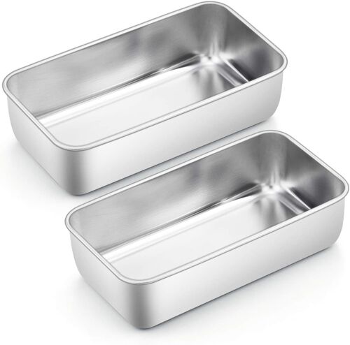 Jexnovashop-Lot De 2 Moules À Pain Rectangulaires En Acier Inoxydable Pour Pain, Gâteau, Toast, Sain, Facile À Nettoyer Et Passe Au Lave-Vaisselle, 23,5 X 12,6 X 6 Cm