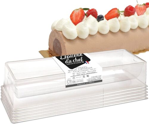 Kalanka-Épicerie Du Chef - 5 Moules À Bûche De Noël - Gouttières De Bûche 33 Cm Pour 10 À 12 Personnes - Moules Dessert De Noël - Plastique Semi-Rigide Transparent - Edc9465