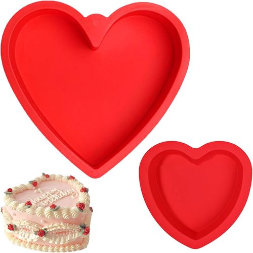 Subzonal-2pcs Moule À Gâteau En Silicone En Forme De Coeur,Forme De Coeur Moules De Cuisine Antiadhésifs Plateaux À Glaçons,25.4 X 6cm,Pour Créer Des Gâteaux, Buddings Et Gelée (26cm+17cm)