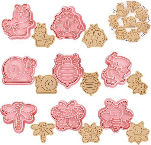 Kalanka-Lot De 8 Emporte Pièces Moule, 3d Plastique Biscuit Moule, Motif Dessin Animé Moule Animaux Cookie Pour Pâtisserie Décoration De Fondant Biscuit Gâteau