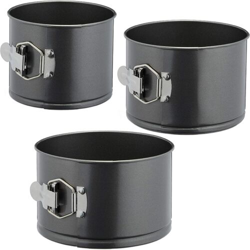Jexnovashop-Relaxdays Moule À Panettone, Haut, Set De 3, Ø 14/16/18 Cm Rond, Antiadhésif, Gâteau À Étages, Acier, Anthracite