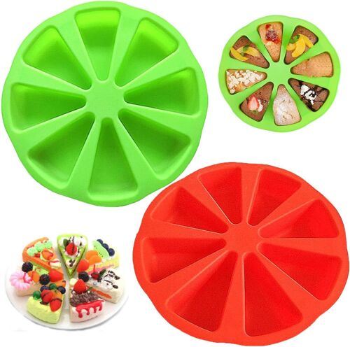 Jexnovashop-2 Pièces Moule À Gâteau Triangle En Silicone - 8 Cavités Triangulaires Pour Biscuits, Bonbons, Gelée (Rouge, Vert)
