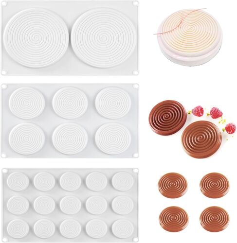KALANKA-3 Pièces Moule en Silicone en Forme de Spirale, Bricolage Fournitures de Cuisson, Moules en Silicone pour les Gâteaux en Couches, Pour la Décoration de Gâteaux, Chocolat, Gâteau Mousse