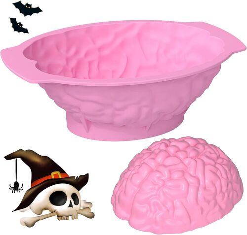 Kalanka-Moule Cerveau Halloween, Silicone Cerveau Glace Crème Mousse Moule,Silicone Moules À Gelée De Cerveau,Moule En Silicone Pour Halloween,Convient Pour Le Pudding, Le Gâteau, Le Chocolat