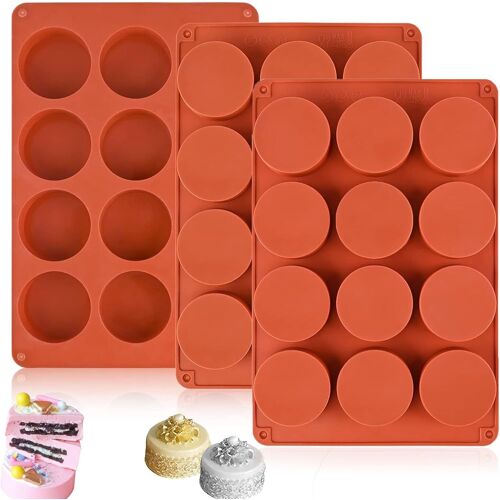 Jexnovashop-Lot De 3 Moules Cylindriques En Silicone, Moule Silicone Patisserie Rond, Mini Moules De Gâteau Au Fromage Pour Le Chocolat De Gâteau À Gelée De Bonbons En Cylindre Rond
