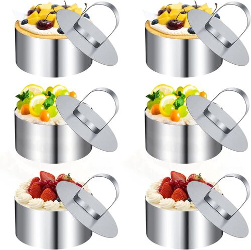 Jexnovashop-6 Pièces Emporte Piece Rond, 8 Cm Cercle Patisserie, Emporte Pièce Acier Inoxydable, Réutilisable Cercle A Patisserie Convient Pour Gâteau Mousse Dessert Pain