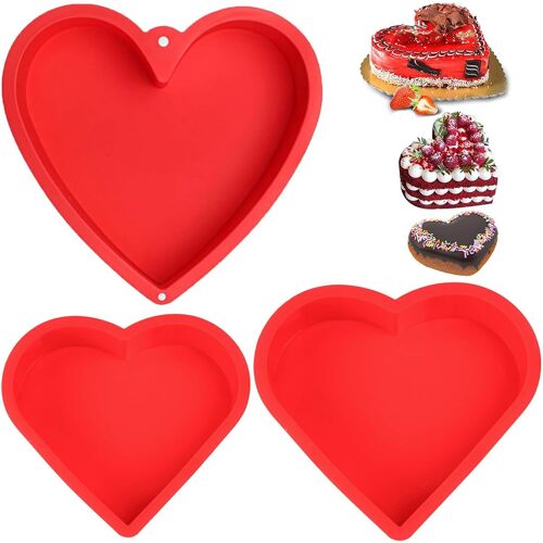 Kalanka-3 Pièces Moule Gateau En Forme De Coeur, Moules À Pâtisseriemoules À Pâtisserie De 25.4 Cm, Moule Coeur 3d, Créations De Pâtisseries Diy, Gâteau En Forme De Coeur Cuit Avec Amour (B)
